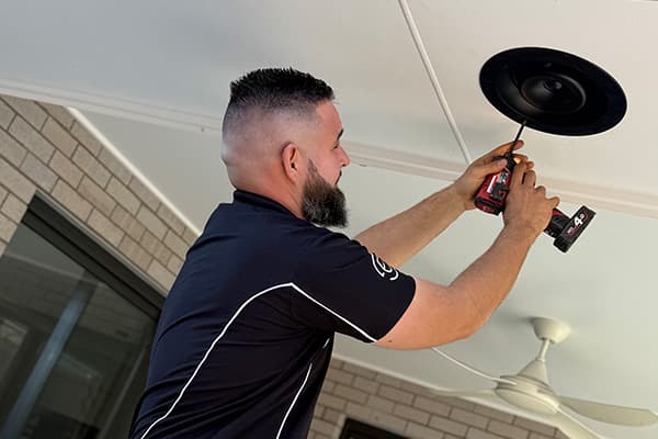 In-ceiling speaker installation in Brisbane
